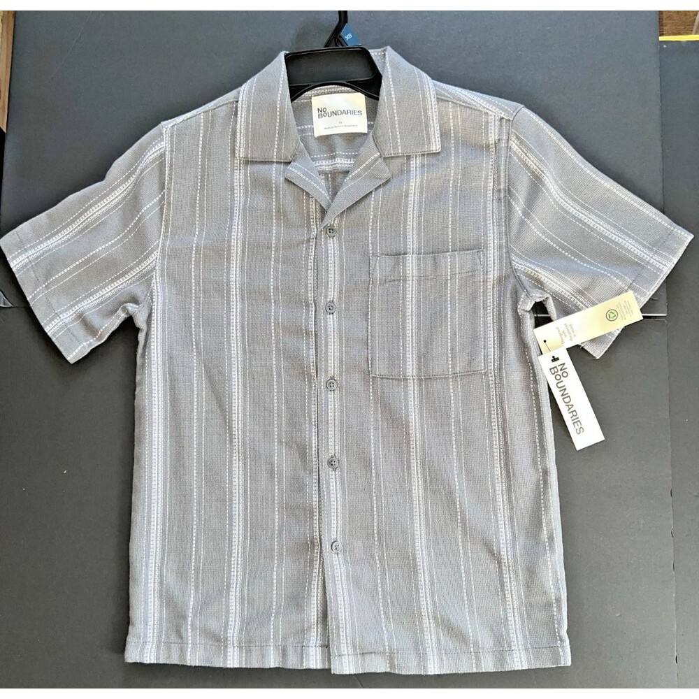 No Boundaries Shirt XS New NWT Textured Striped Button Up Beach Eco Extra Small